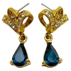 Boucles d'oreilles design vintage en verre doré avec gouttes pendantes