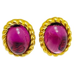 Orecchini di design vintage in vetro dorato con piercing