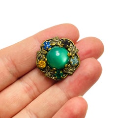 Vintage gold tone glass stones Czechoslovakian small brooch