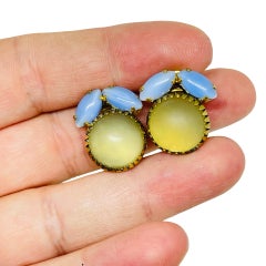 Vintage goldfarbene Glassteine Designer Ohrringe mit Clip