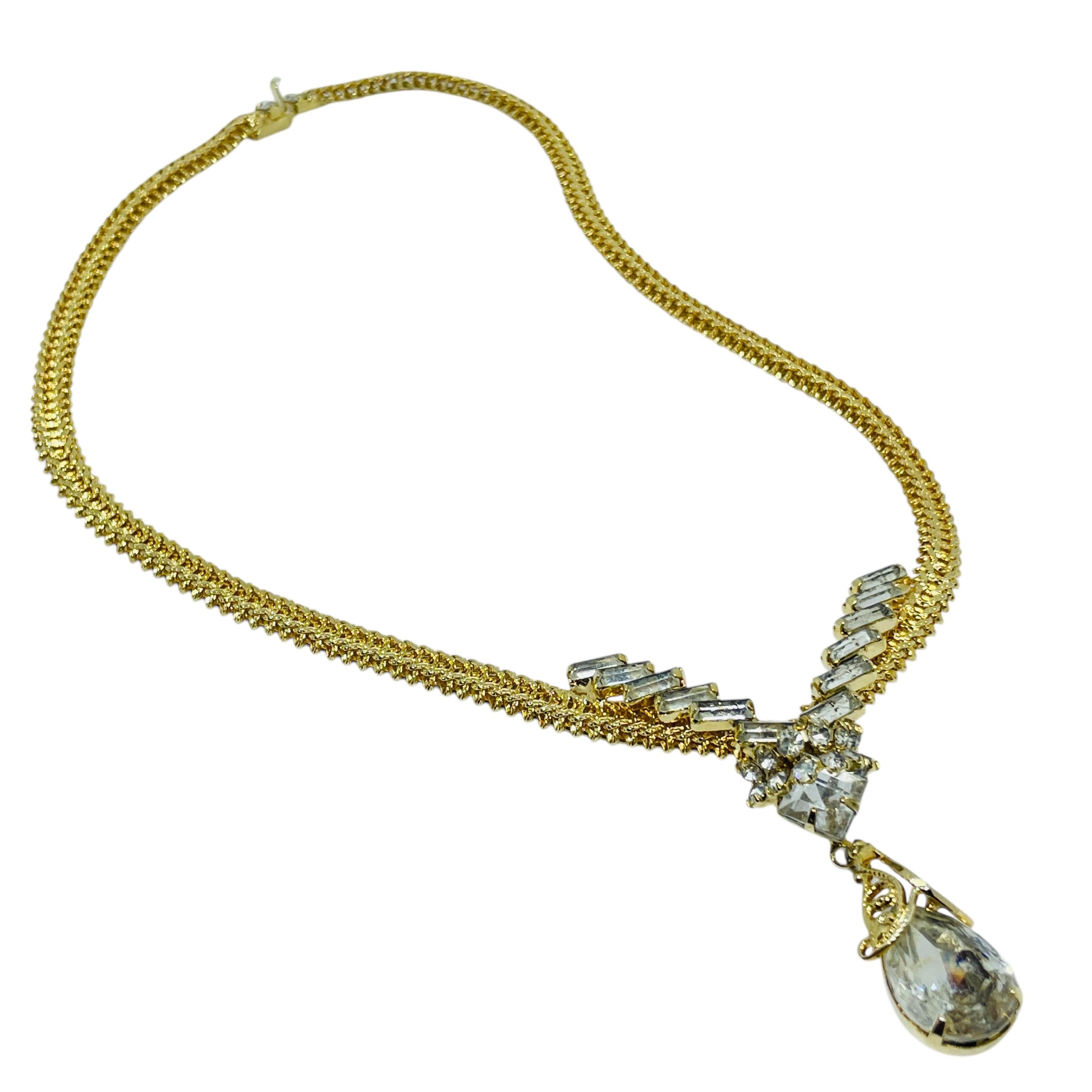 Donna Collana vintage in vetro dorato con goccia a strappo in vendita