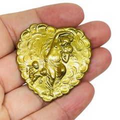 Vintage gold tone heart designer brooch