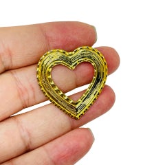 Vintage gold tone heart designer brooch