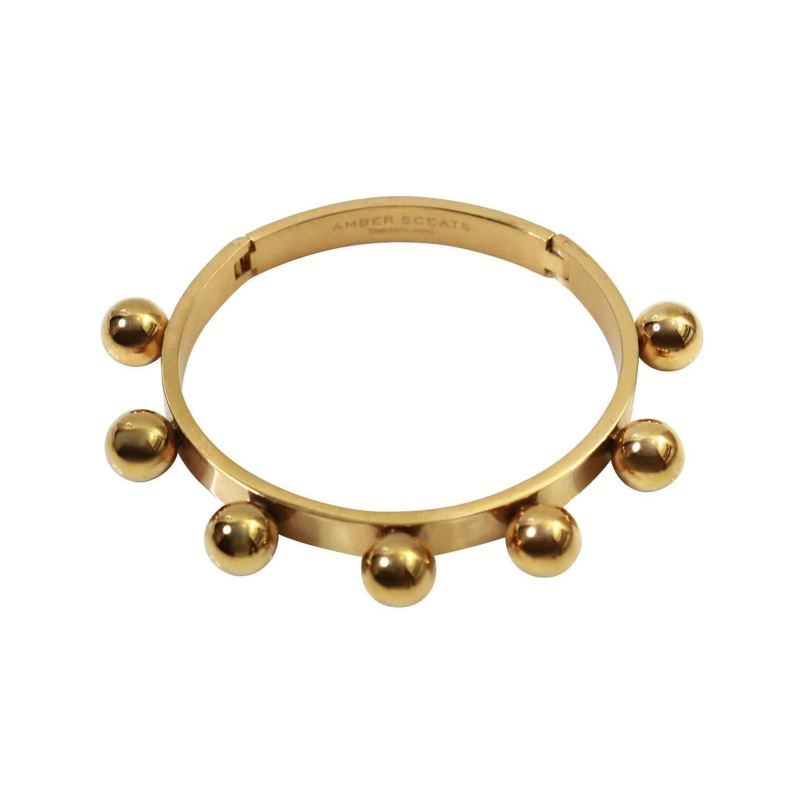 Moderne Vintage Gold Tone Heavy Bracelet With Fixed Balls Circa 1990s (Bracelet lourd avec boules fixes) en vente
