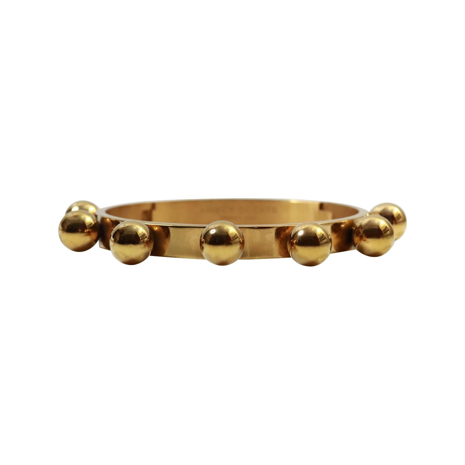 Vintage Gold Tone Heavy Bracelet With Fixed Balls Circa 1990s In Good Condition For Sale In New York, NY