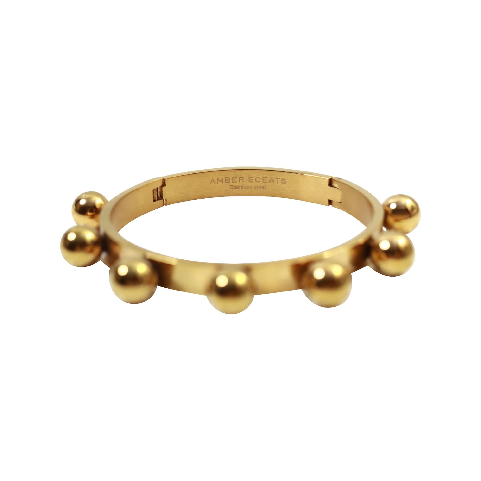 Pulsera Pesada Vintage Tono Dorado Con Bolas Fijas Circa Años 90 en venta 1