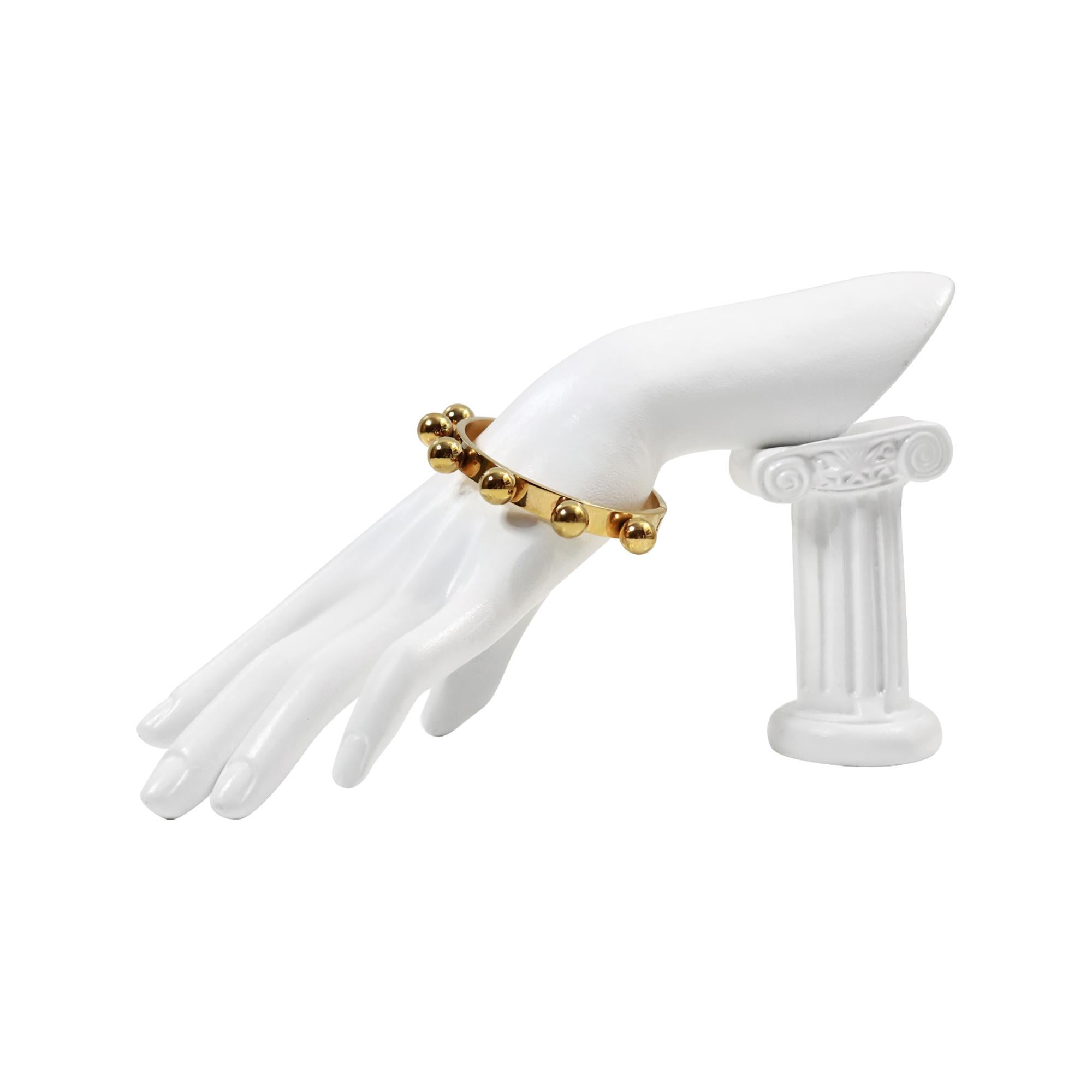 Pulsera Pesada Vintage Tono Dorado Con Bolas Fijas Circa Años 90 en venta 4