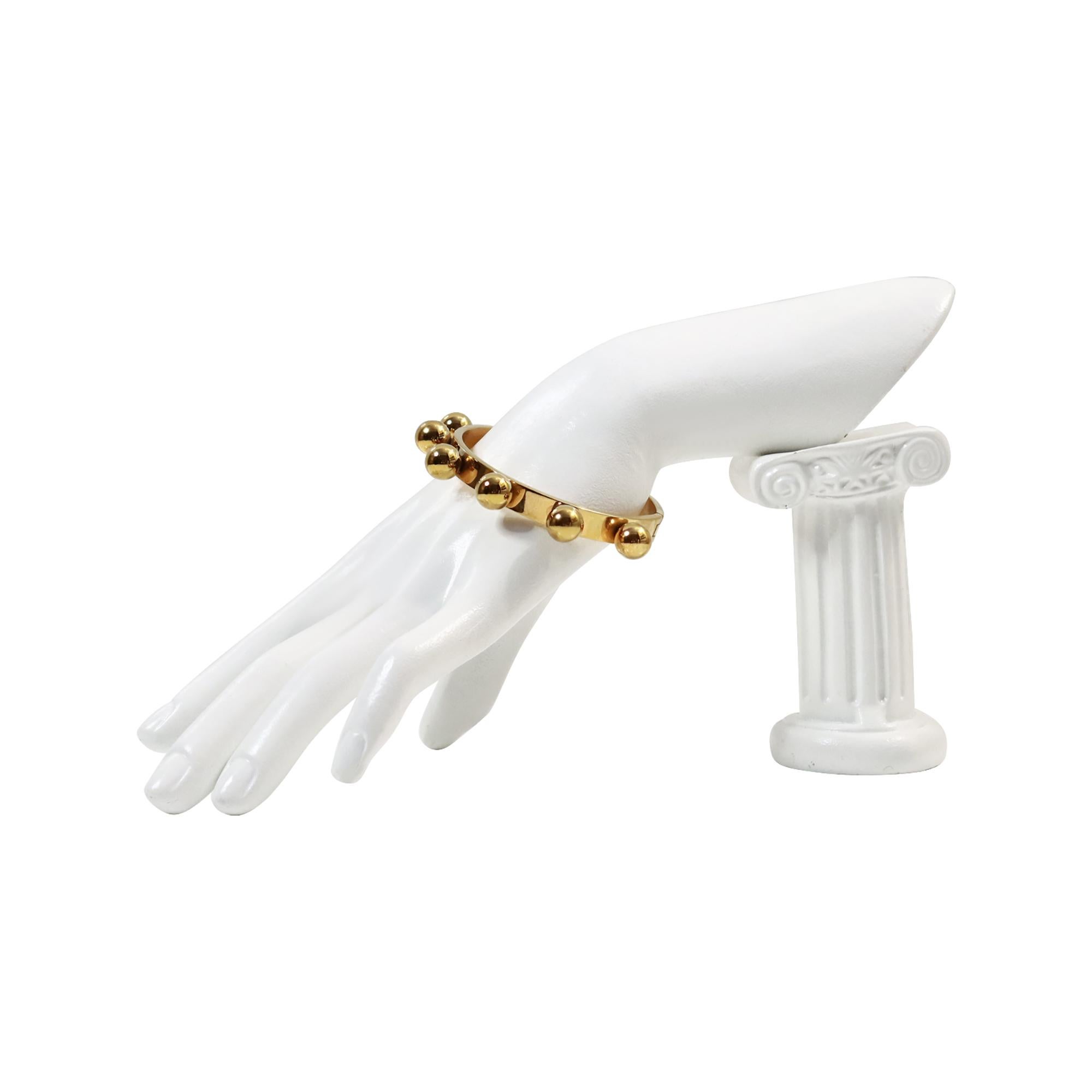 Pulsera Pesada Vintage Tono Dorado Con Bolas Fijas Circa Años 90 en venta 5