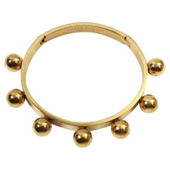 Vintage Gold Tone Heavy Bracelet With Fixed Balls Circa 1990s