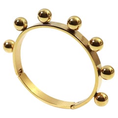 Pulsera Pesada Vintage Tono Dorado Con Bolas Fijas Circa Años 90