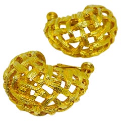 Orecchini a clip vintage con cestino a cerchio in tono dorato