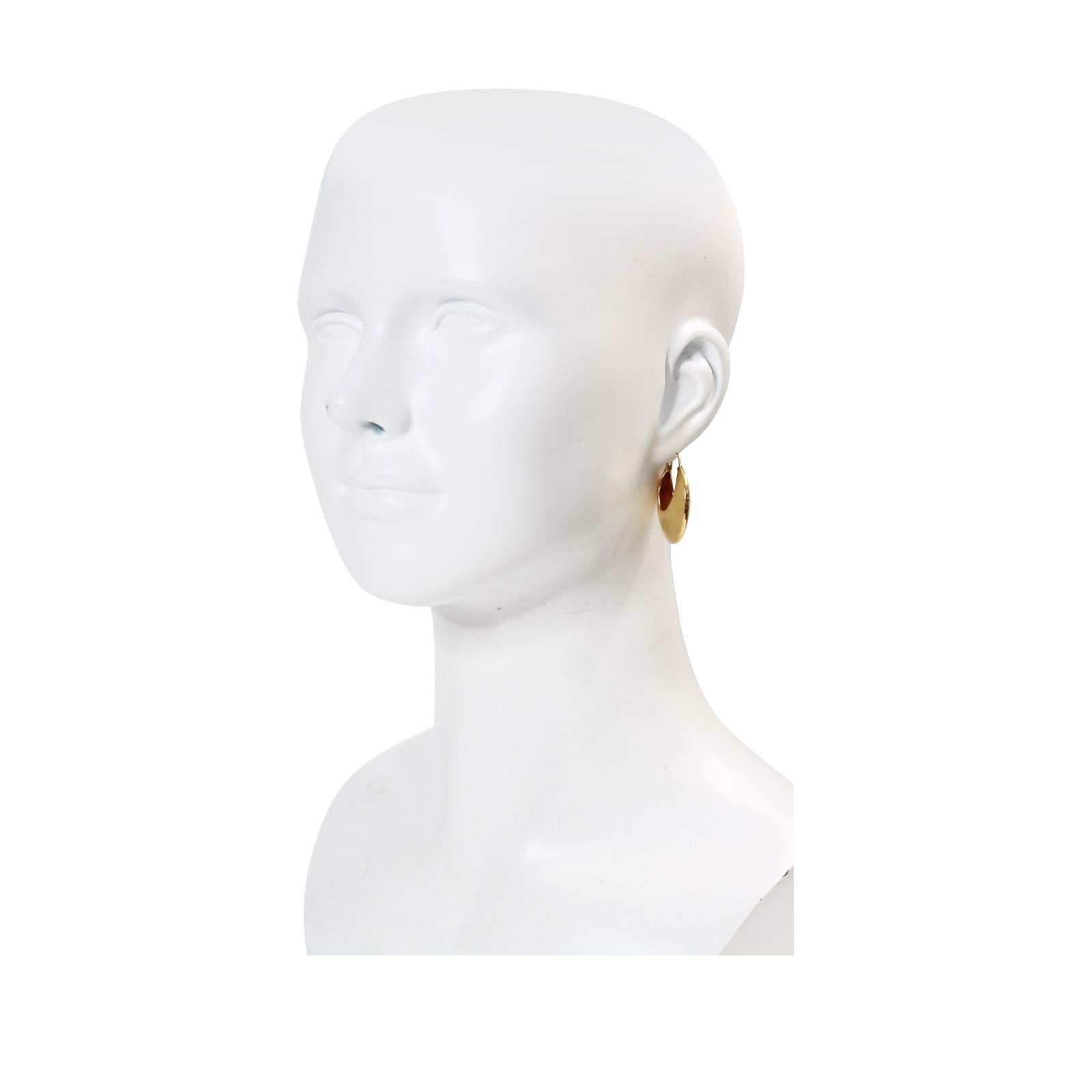 Vintage Gold Tone Hoop Earrings Circa 1980s For Sale 5