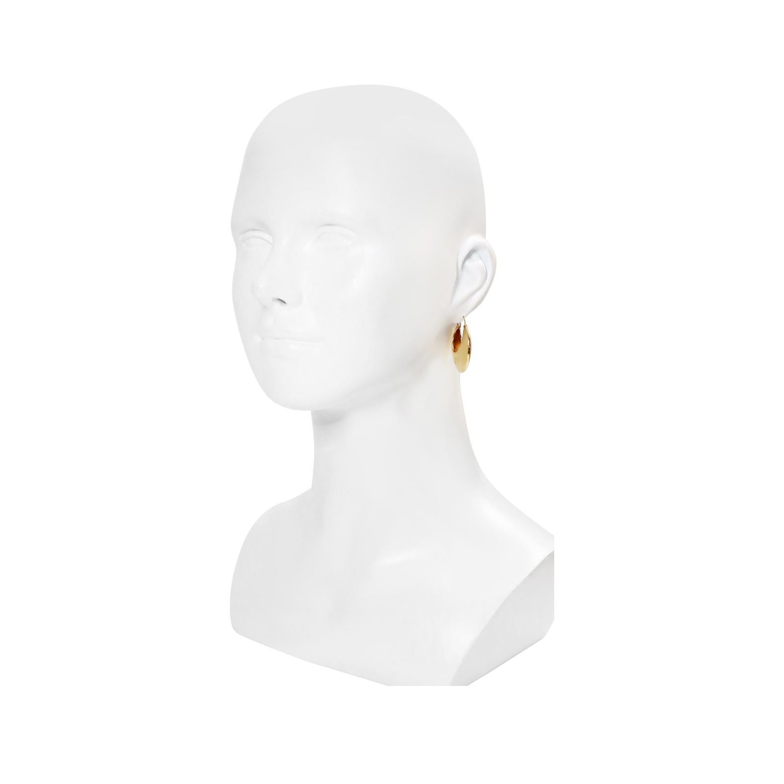 Vintage Gold Tone Hoop Earrings Circa 1980s For Sale 1