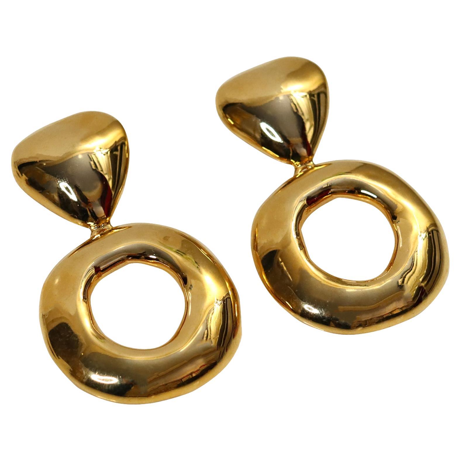 Vintage Gold Tone Hoop Earrings Circa 1980s