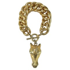 Vintage Gold Tone Horse Charm Bracelet