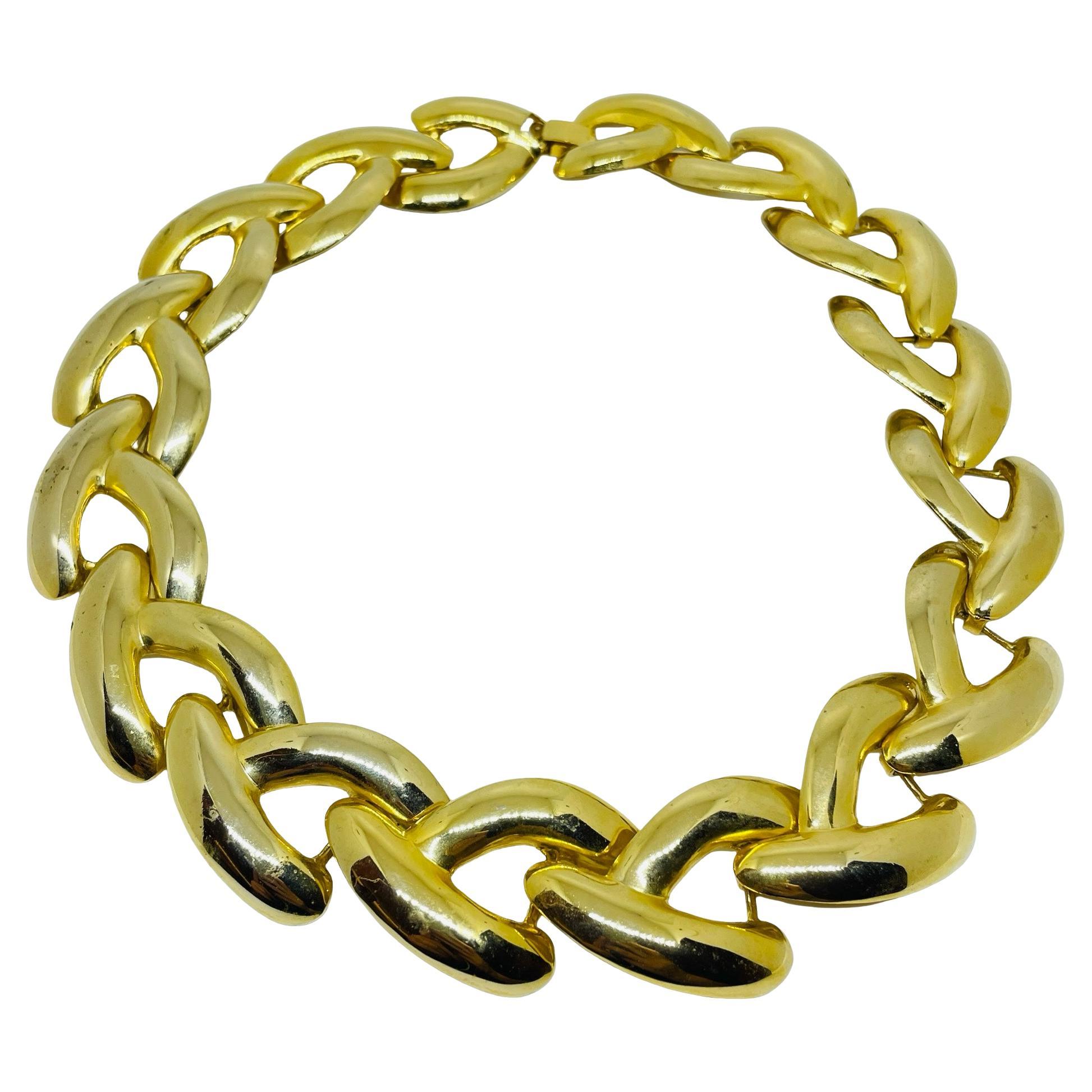Vintage gold tone huge designer chain necklace