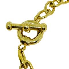Vintage gold tone huge pendant dangle chain modernist necklace