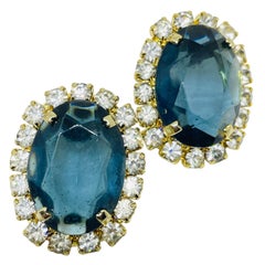 Orecchini a buco d
epoca in vetro zaffiro, tono oro, di design