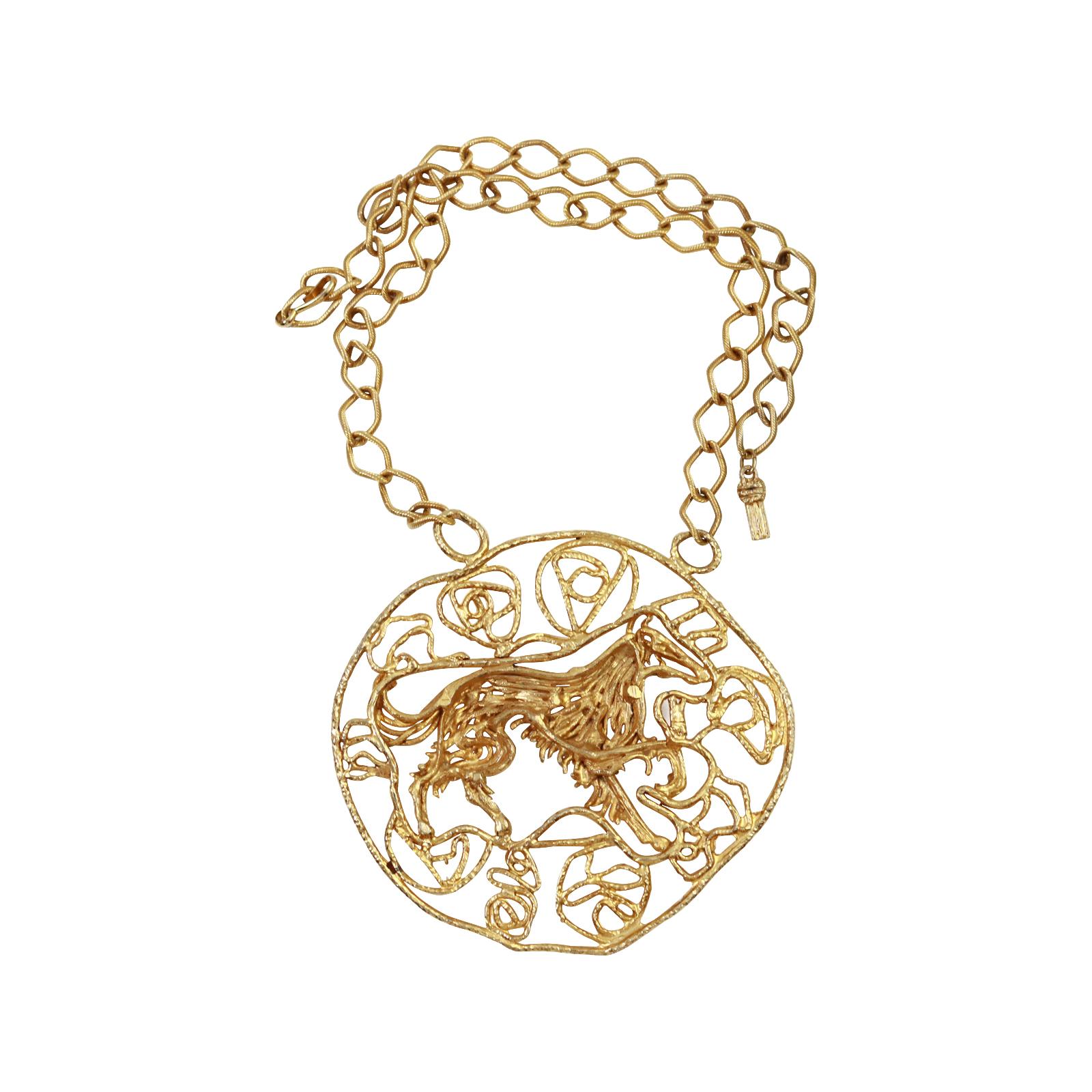 Vintage Gold  Tonfarbene große runde Halskette, ca. 1980er Jahre für Damen oder Herren im Angebot