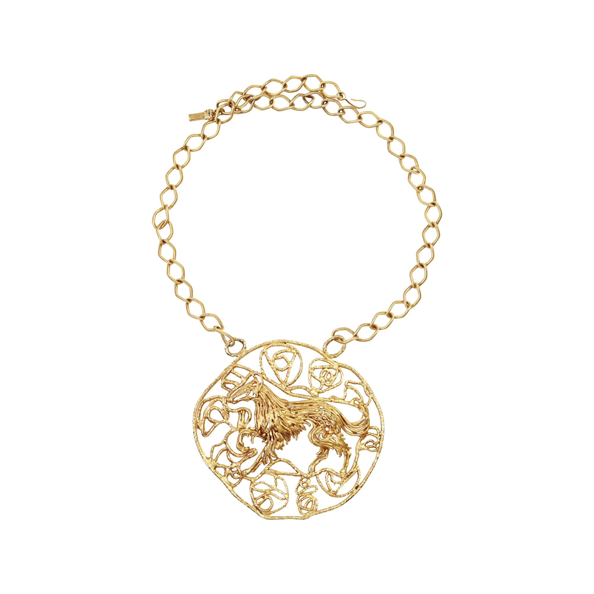 Oro vintage  Tono Collar Redondo Grande Circa 1980's en venta 3