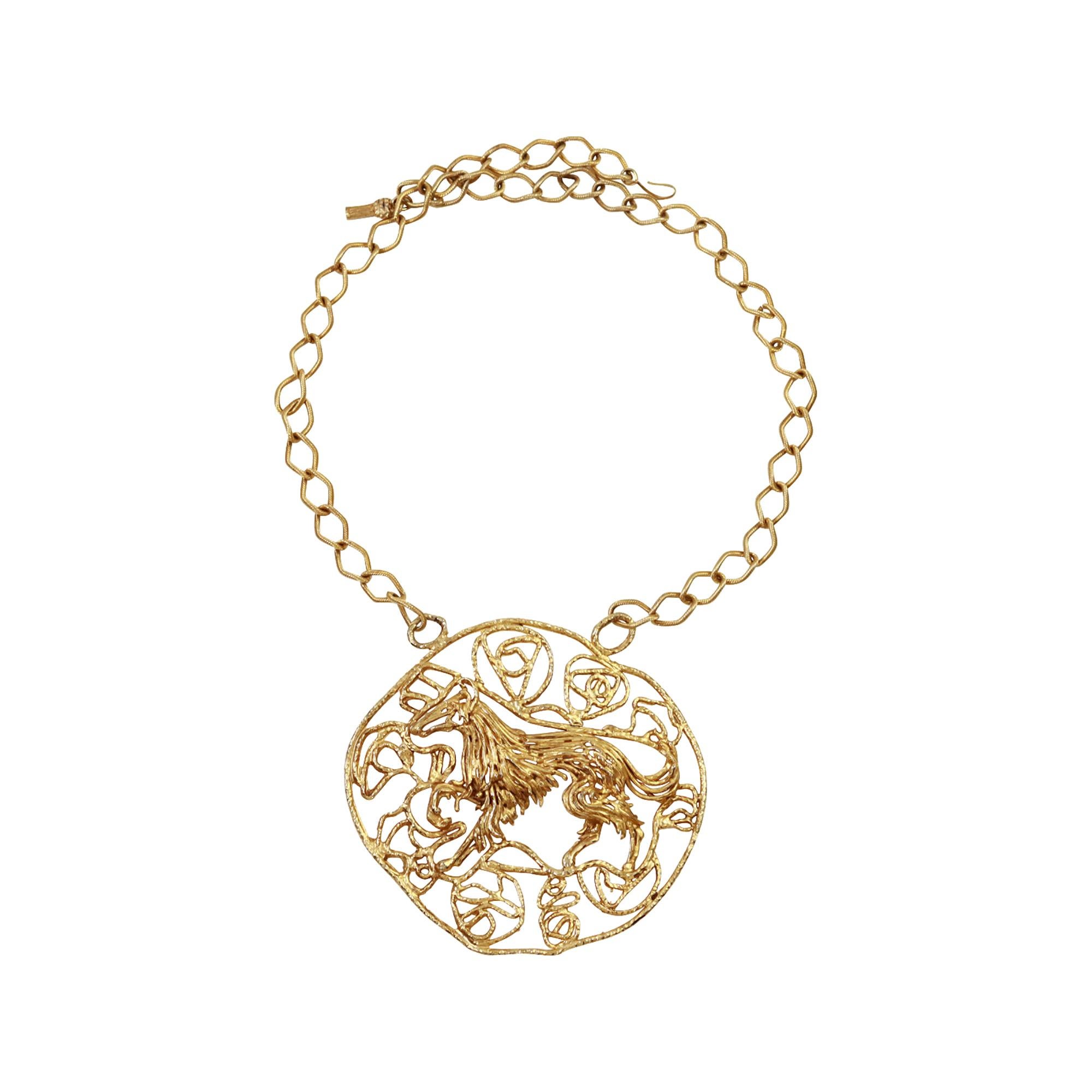 Oro vintage  Tono Collar Redondo Grande Circa 1980's en venta 4