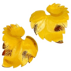 Orecchini a clip di design con foglia d
oro vintage