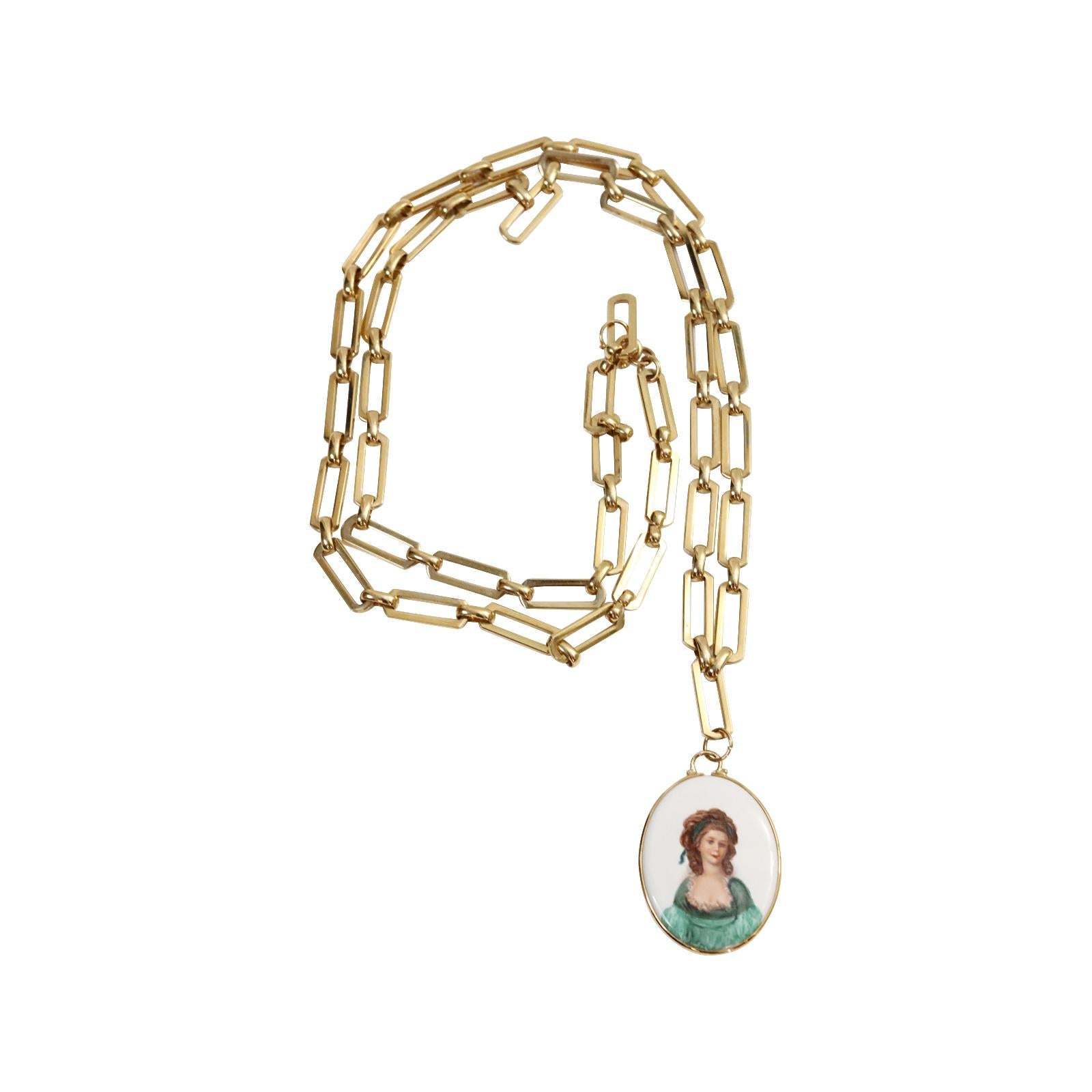 Vintage Gold Tone Link Chain Pendant Necklace, Circa 1980s 2