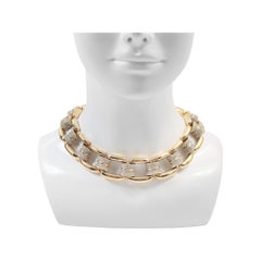 Vintage Gold-Tone Link Necklace with Diamante Stones, Circa 1990s
