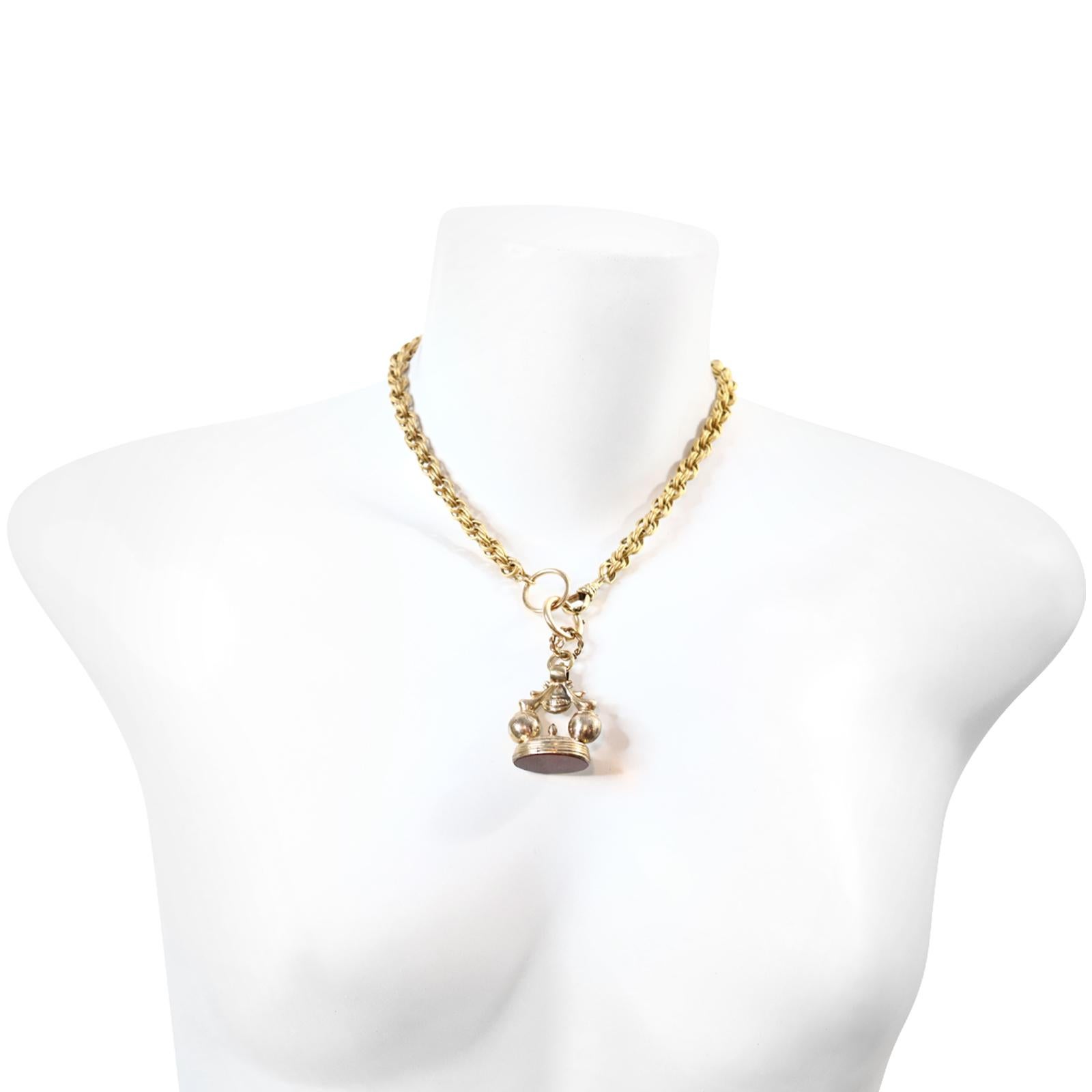 Collana vintage A Link in tonalità oro con fob edoardiano, circa 1910 in vendita 2