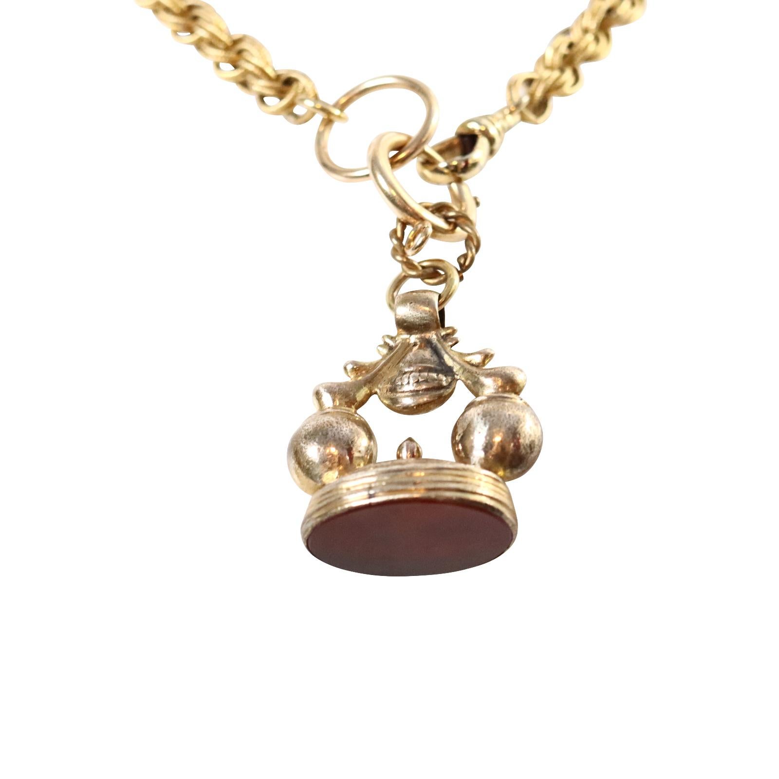 Collana vintage A Link in tonalità oro con fob edoardiano, circa 1910 in vendita 5