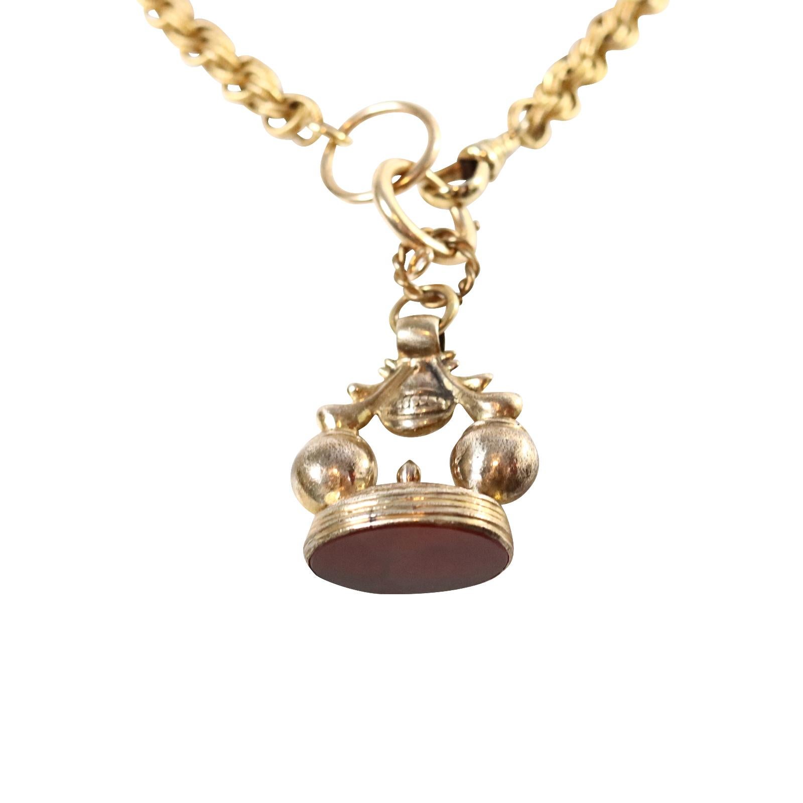 Collana vintage A Link in tonalità oro con fob edoardiano, circa 1910 in vendita 6