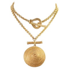 Vintage Gold Tone Link Necklace With Lariat Closure Circa 1990s