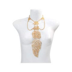 Collana lunga d'oro vintage A Link, design in quattro pezzi, circa anni '80