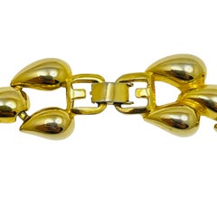 Vintage gold tone massive choker chain designer necklace