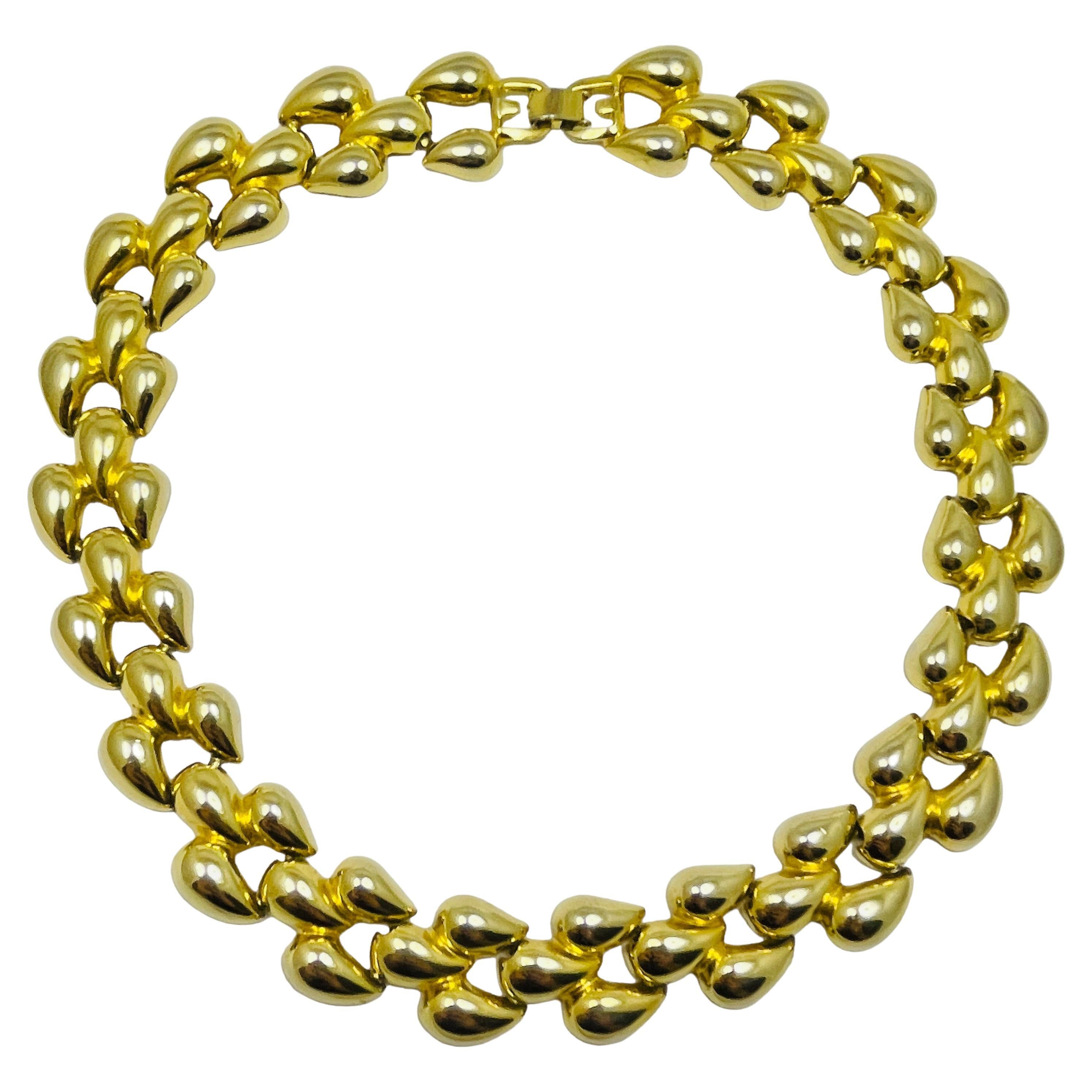 Collana vintage con catena a girocollo massiccia in tonalità dorata