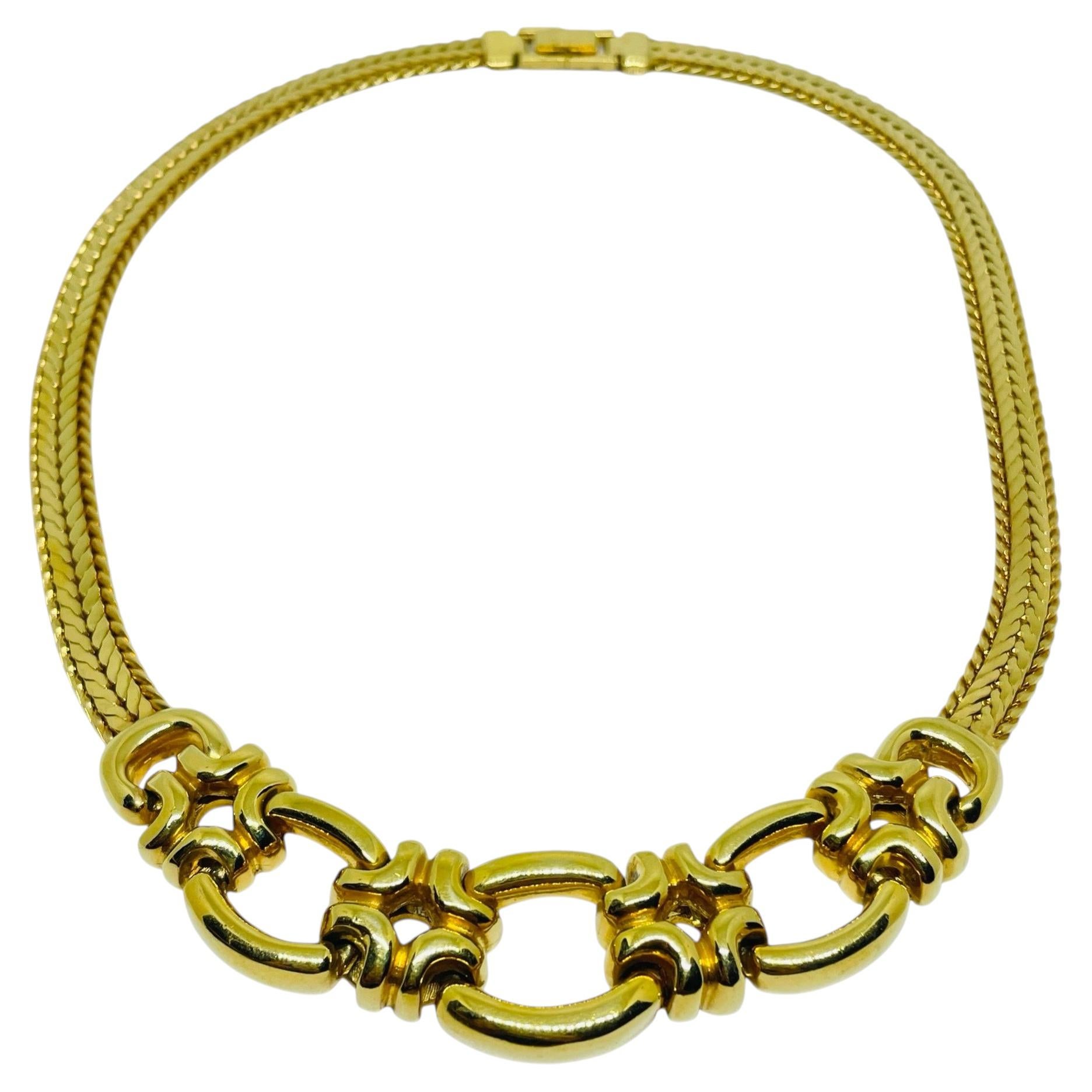 Collar gargantilla de diseño con cadena maciza en tono dorado vintage