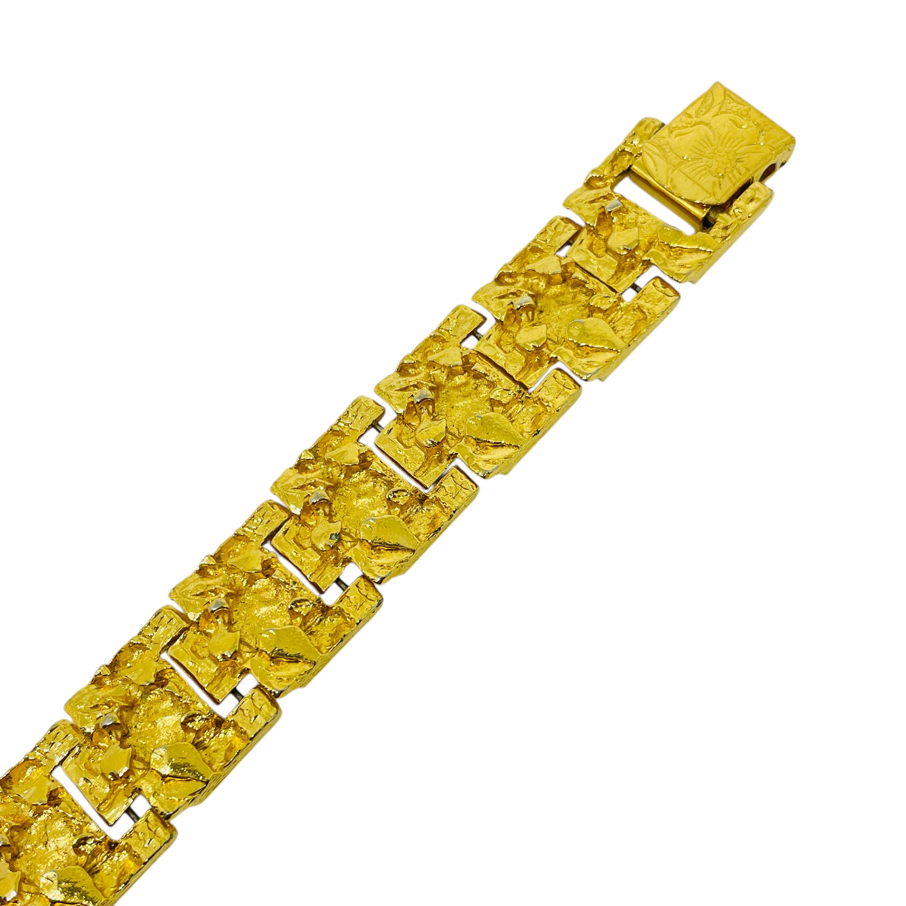 Donna Bracciale di design vintage a maglie massicce in tonalità oro in vendita