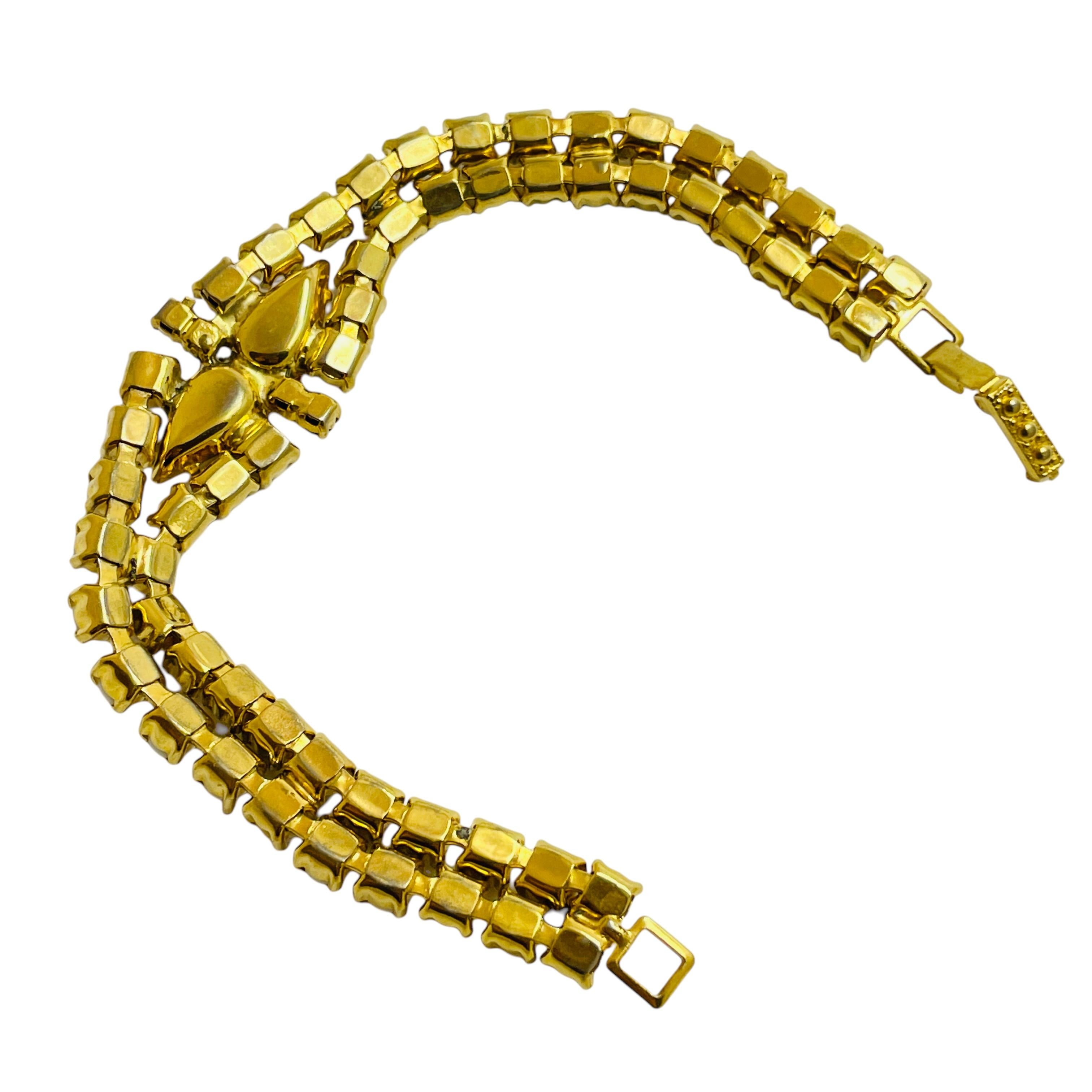 Women's Vintage gold tone milk glass designer bracelet For Sale