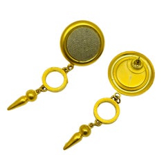 Vintage gold tone modernist designer 80's dangle earrings