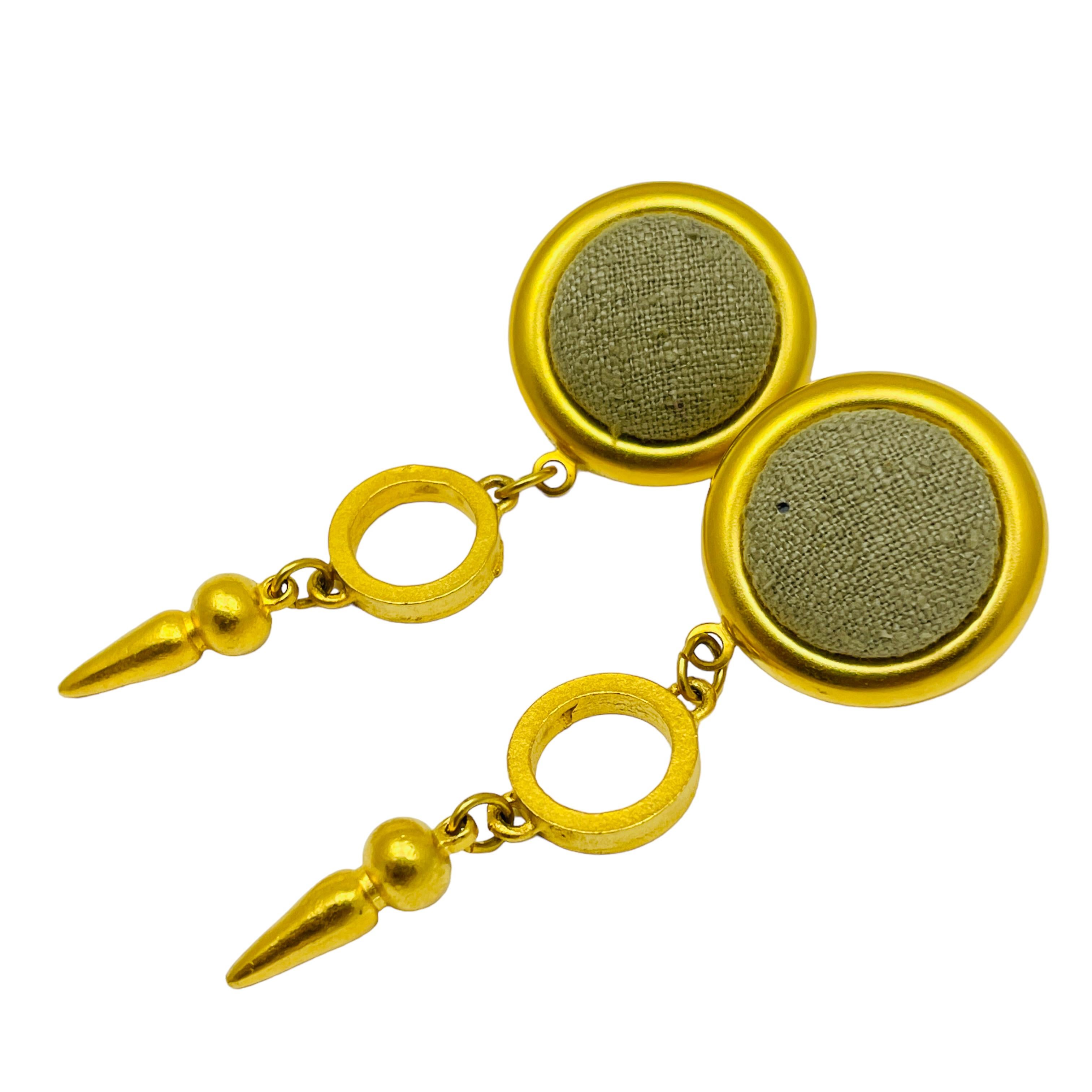 Vintage Goldton Modernist Designer 80er Jahre Ohrringe baumeln im Zustand „Gut“ im Angebot in Palos Hills, IL