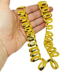 Vintage gold tone modernist toggle clasp chain designer necklace