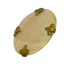 Vintage gold tone mother of pearl old pin brooch