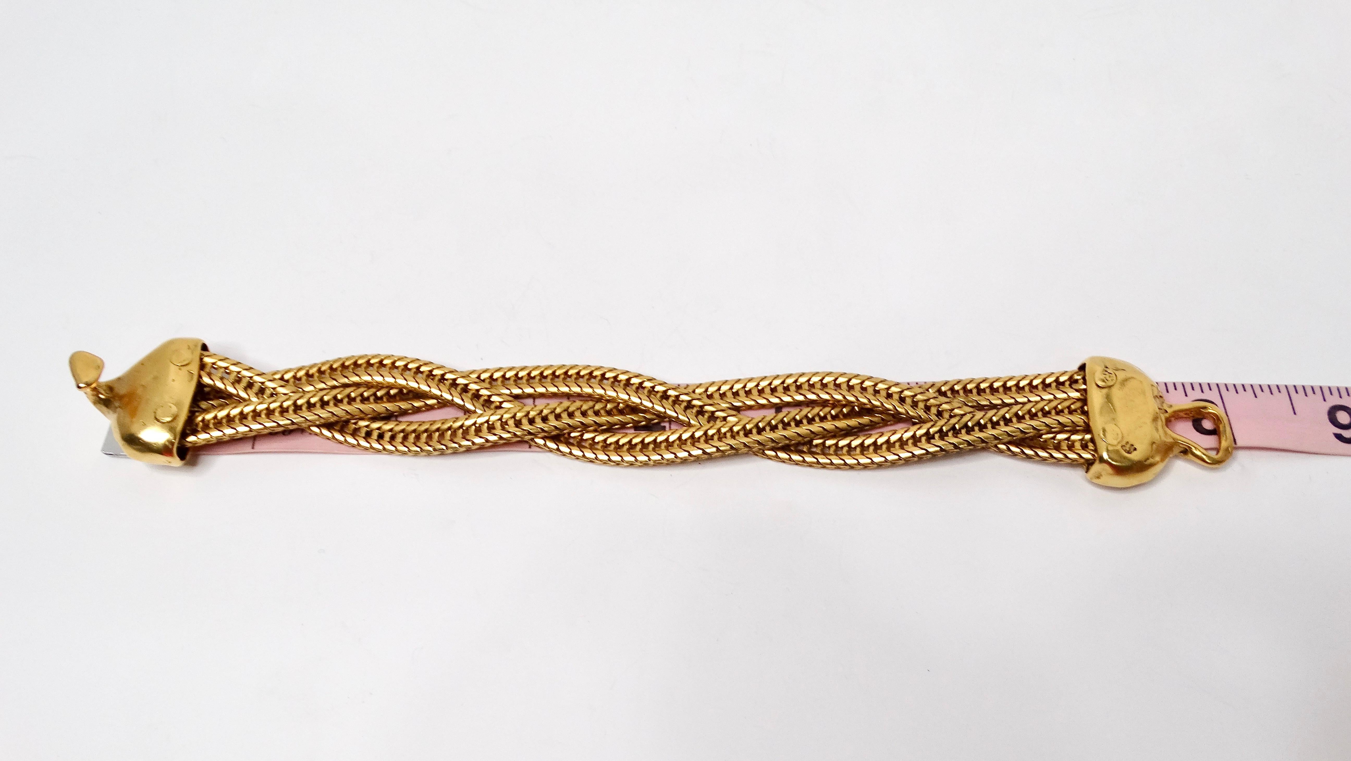 Vintage Gold-Tone Multi Chain Woven Bracelet For Sale 2
