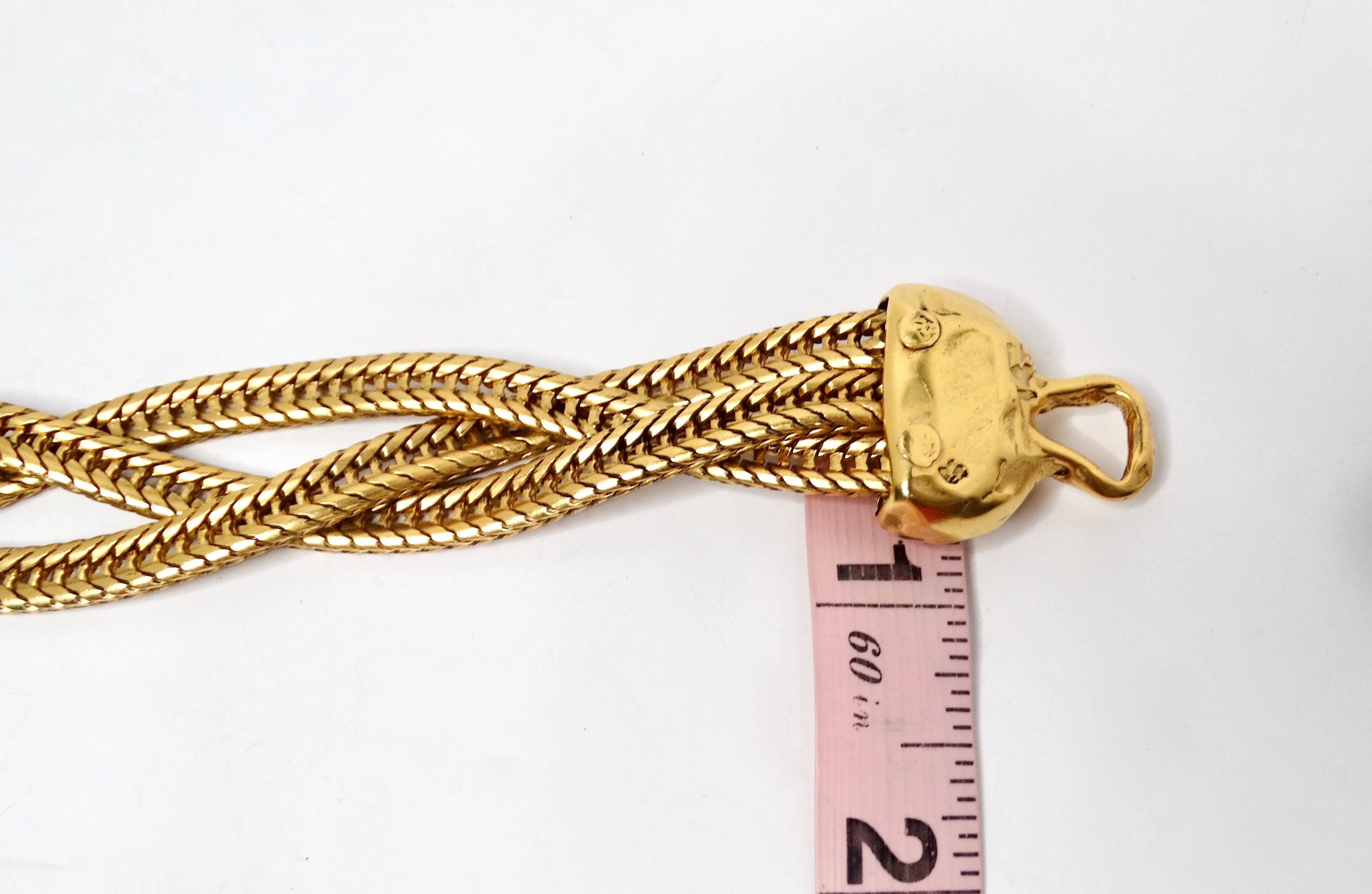 Vintage Gold-Tone Multi Chain Woven Bracelet For Sale 3