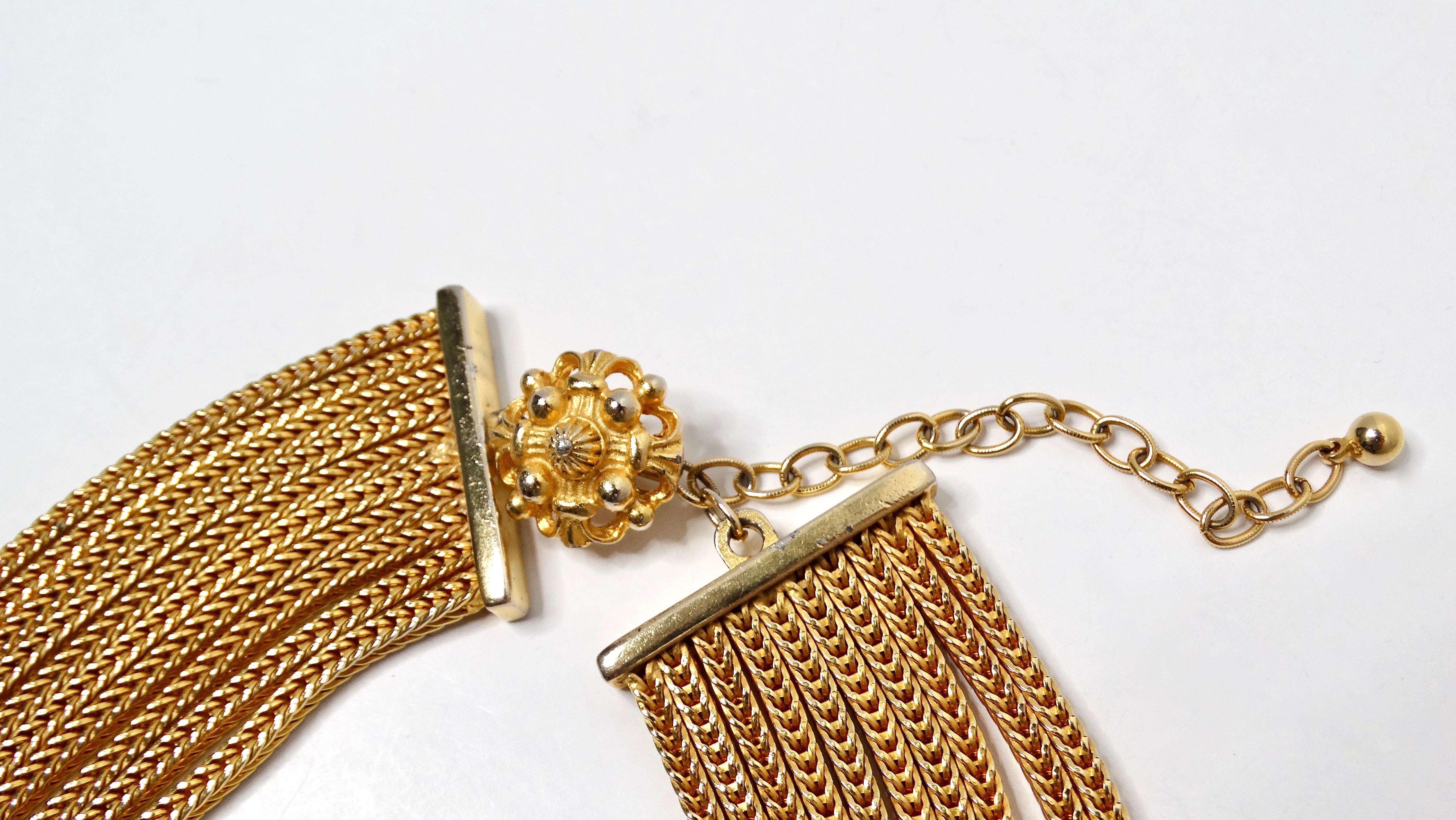De las mujeres Collar vintage de cadena de cuerda de varias vueltas en tono dorado en venta