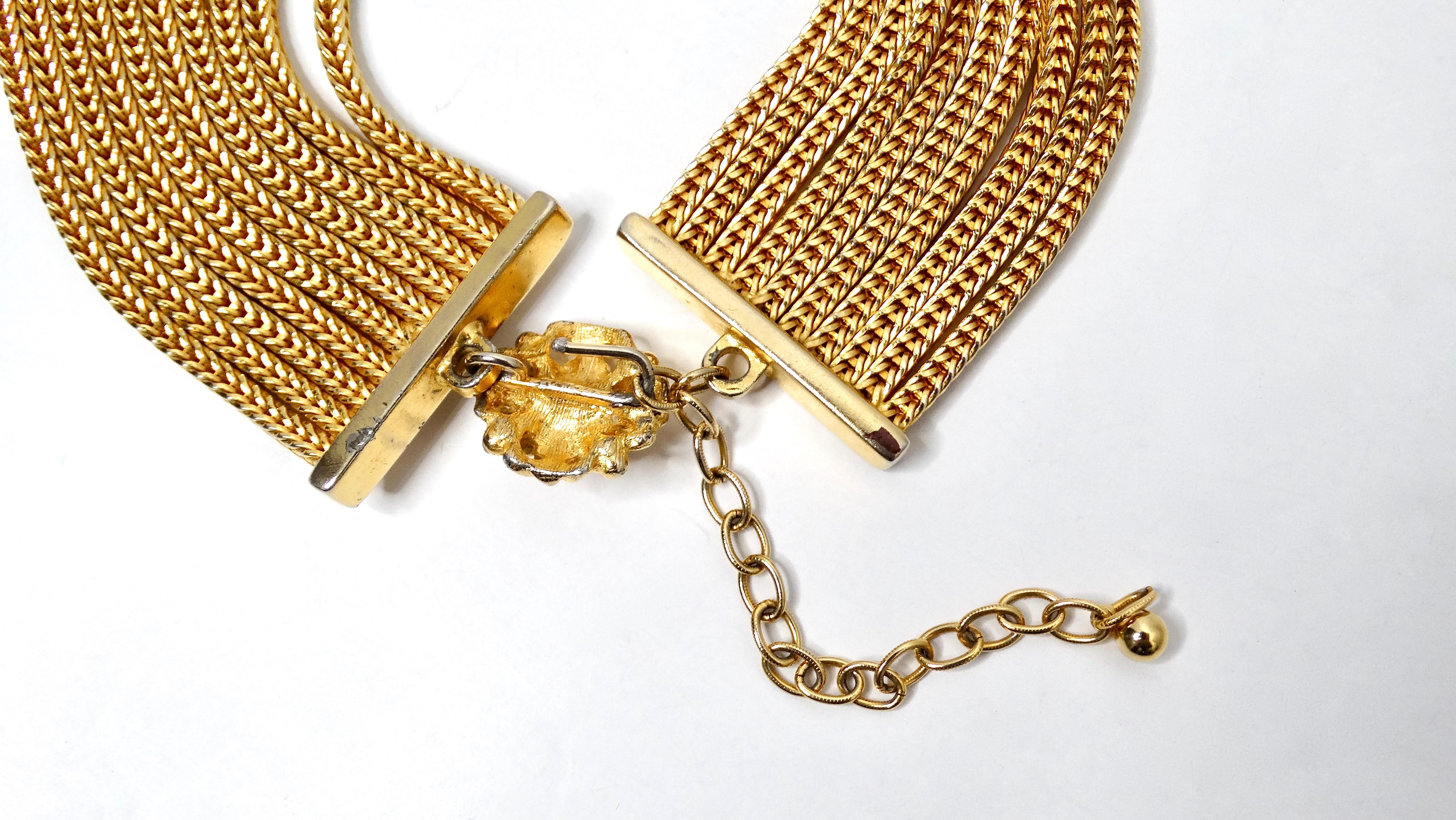 Collar vintage de cadena de cuerda de varias vueltas en tono dorado en venta 1