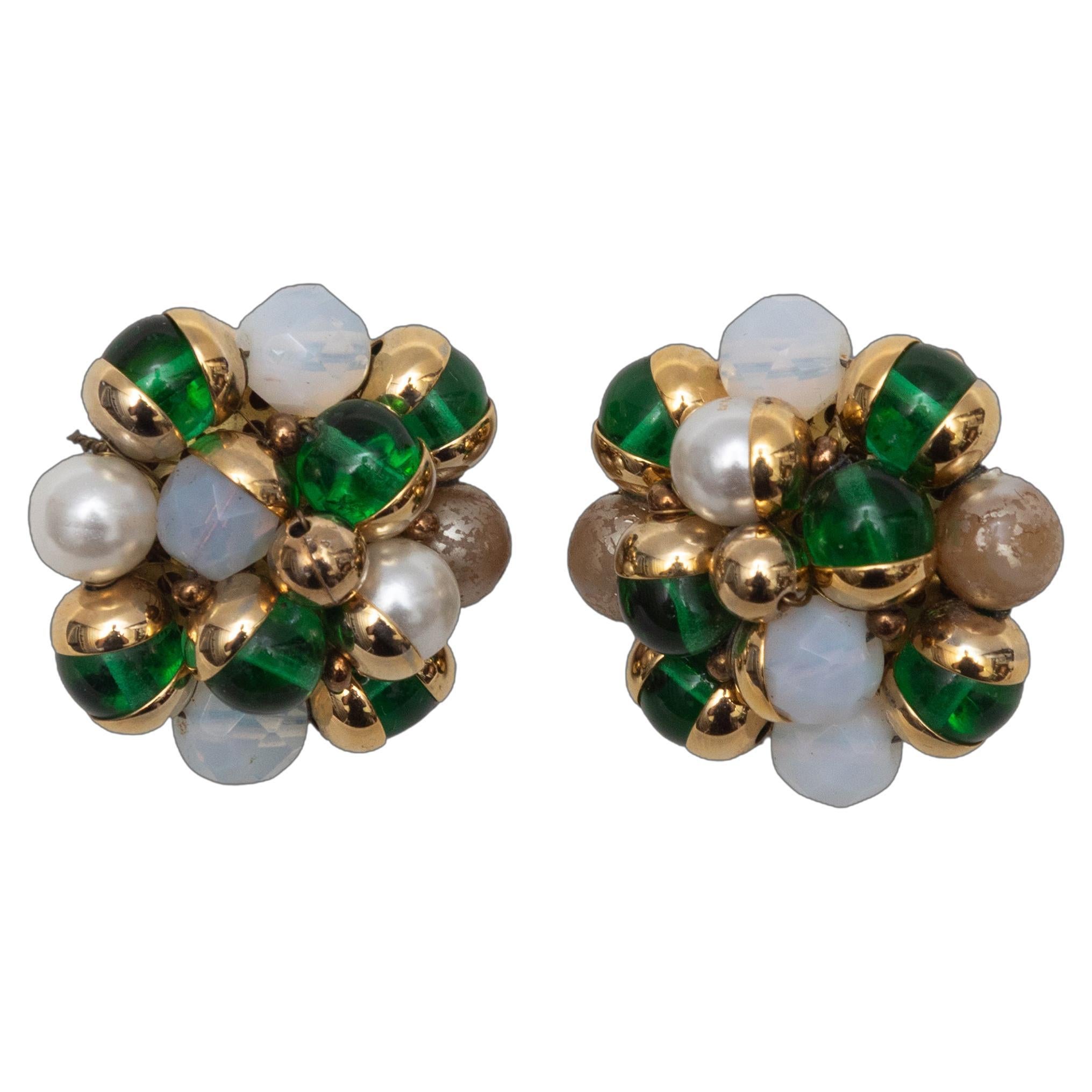 Vintage Gold-Ton
Multicolor Chanel Clip-On Perlen Ohrringe