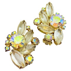 Orecchini a clip di design in vetro navette d
epoca in tonalità oro