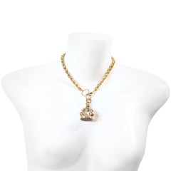 Vintage Gold Tone Necklace with Dangling Edwardian Fob Circa 1910s
