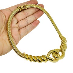Vintage gold tone omega chain designer massive necklace